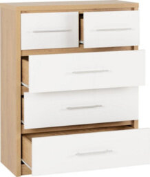 Seconique Seville 3+2 Drawer Chest Oak And White - thumbnail 2