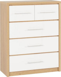 Seconique Seville 3+2 Drawer Chest Oak And White - thumbnail 1