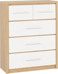 Seconique Seville 3+2 Drawer Chest Oak And White - thumbnail 4