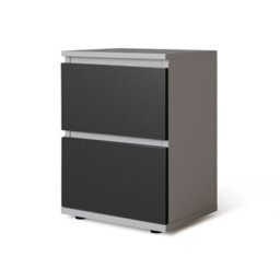 Urbn-Living Urbnliving Height 49Cm 2 Drawer Wooden Bedroom Bedside Cabinet Colour Grey Carcass And Black Drawers No Handle Nightstand - thumbnail 1