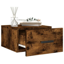 Berkfield Durable Wall-Mounted Bedside Cabinet Smoked Oak 35X35X20 Cm - thumbnail 4