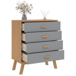 Berkfield Drawer Cabinet Olden Grey And Brown Solid Wood Pine - thumbnail 5