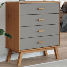 Berkfield Drawer Cabinet Olden Grey And Brown Solid Wood Pine - thumbnail 1