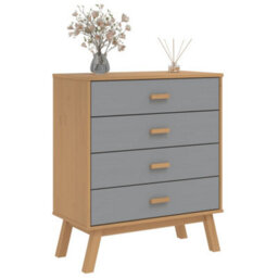 Berkfield Drawer Cabinet Olden Grey And Brown Solid Wood Pine - thumbnail 4