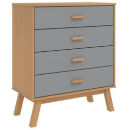 Berkfield Drawer Cabinet Olden Grey And Brown Solid Wood Pine - thumbnail 2