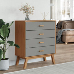 Berkfield Drawer Cabinet Olden Grey And Brown Solid Wood Pine - thumbnail 3