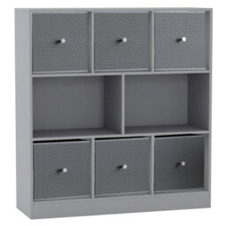 Urbn-Living Grey, Light Grey - Asymmetrical 8 Cube Bookcase Unit W/ 6 Drawer Inserts - thumbnail 1