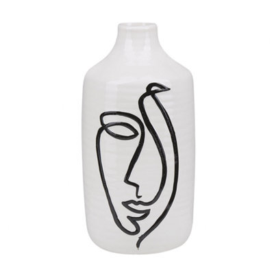 Beliani Flower Vase Aenus Stoneware 22 Cm White - image 1