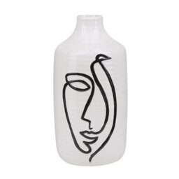 Beliani Flower Vase Aenus Stoneware 22 Cm White