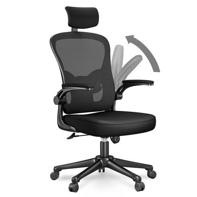 Onemill Office Desk Chair With Flip-Up Armrest, Adjustable Headrest And Lumbar Support Or Home And Office-Black - image 1