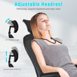 Onemill Office Desk Chair With Flip-Up Armrest, Adjustable Headrest And Lumbar Support Or Home And Office-Black - thumbnail 3