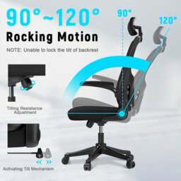 Onemill Office Desk Chair With Flip-Up Armrest, Adjustable Headrest And Lumbar Support Or Home And Office-Black - thumbnail 5