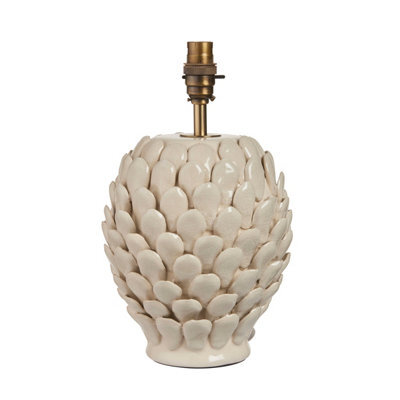 Loops Elegant Ivory Crackle Glaze Table Lamp Base With Aged Brass Finish For Home Decor - image 1