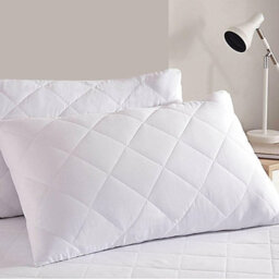 Pair Of White Anti Allergy Zipped Pillow Protectors Quilted Pillowcase Pack Of 2 - thumbnail 1