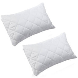 Pair Of White Anti Allergy Zipped Pillow Protectors Quilted Pillowcase Pack Of 2 - thumbnail 2