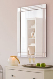 MirrorOutlet Milton All Glass Frameless Bevelled Square Corner Wall Mirror 90 X 60 Cm