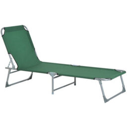 Outsunny Camping Cot Picnic Sun Lounger Portable Folding Chair Patio Green - thumbnail 2