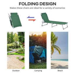 Outsunny Camping Cot Picnic Sun Lounger Portable Folding Chair Patio Green - thumbnail 7