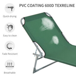 Outsunny Camping Cot Picnic Sun Lounger Portable Folding Chair Patio Green - thumbnail 5