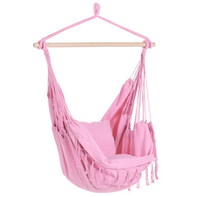 Beliani Hanging Chair Bonea Cotton Pink - image 1
