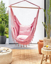 Beliani Hanging Chair Bonea Cotton Pink - thumbnail 2