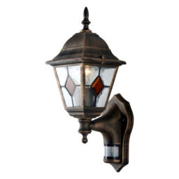 First Choice Lighting Set Of 2 Morecambe - Black Brushed Gold Pir Sensor Outdoor Wall Lights - thumbnail 3