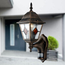 First Choice Lighting Set Of 2 Morecambe - Black Brushed Gold Pir Sensor Outdoor Wall Lights - thumbnail 5