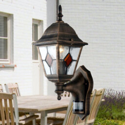 First Choice Lighting Set Of 2 Morecambe - Black Brushed Gold Pir Sensor Outdoor Wall Lights - thumbnail 6