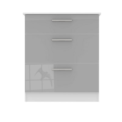 Trent 3 Drawer Deep Chest Of Drawers In Grey & White (Ready Assembled) - image 1