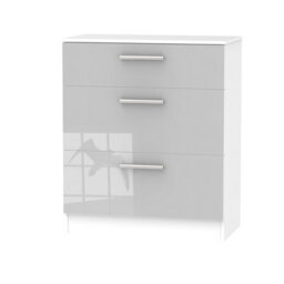 Trent 3 Drawer Deep Chest Of Drawers In Grey & White (Ready Assembled) - thumbnail 3