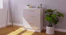 Trent 3 Drawer Deep Chest Of Drawers In Grey & White (Ready Assembled) - thumbnail 2