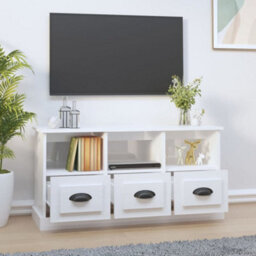Berkfield Durable Tv Cabinet High Gloss White 100X35X50 Cm Engineered Wood - thumbnail 3