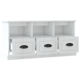 Berkfield Durable Tv Cabinet High Gloss White 100X35X50 Cm Engineered Wood - thumbnail 7