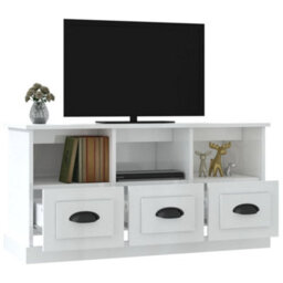 Berkfield Durable Tv Cabinet High Gloss White 100X35X50 Cm Engineered Wood - thumbnail 5