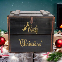 Minster Merry Christmas Box - Wood - L36 X W42 X H30 Cm - Black