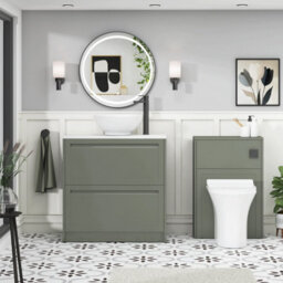 Royal Bathrooms Royal Bathroom Elmore 800mm Matt Green Freestanding Countertop Bathroom Vanity Unit 2 Drawer With Breeze Basin - thumbnail 5