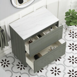 Royal Bathrooms Royal Bathroom Elmore 800mm Matt Green Freestanding Countertop Bathroom Vanity Unit 2 Drawer With Breeze Basin - thumbnail 6
