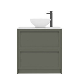 Royal Bathrooms Royal Bathroom Elmore 800mm Matt Green Freestanding Countertop Bathroom Vanity Unit 2 Drawer With Breeze Basin - thumbnail 7