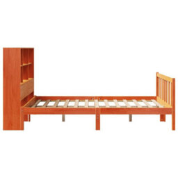 Berkfield Bookcase Bed Without Mattress Wax Brown 150X200 Cm King Size Solid Wood Pine - thumbnail 7