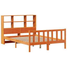 Berkfield Bookcase Bed Without Mattress Wax Brown 150X200 Cm King Size Solid Wood Pine - thumbnail 3