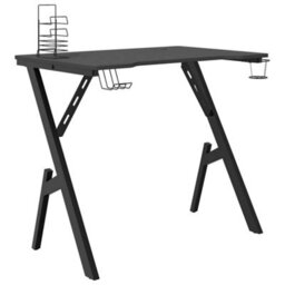 Berkfield Massive Gaming Desk With Y Shape Legs Black 90X60X75 Cm - thumbnail 1
