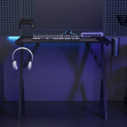 Berkfield Massive Gaming Desk With Y Shape Legs Black 90X60X75 Cm - thumbnail 2