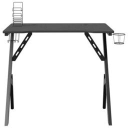 Berkfield Massive Gaming Desk With Y Shape Legs Black 90X60X75 Cm - thumbnail 3
