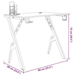 Berkfield Massive Gaming Desk With Y Shape Legs Black 90X60X75 Cm - thumbnail 9