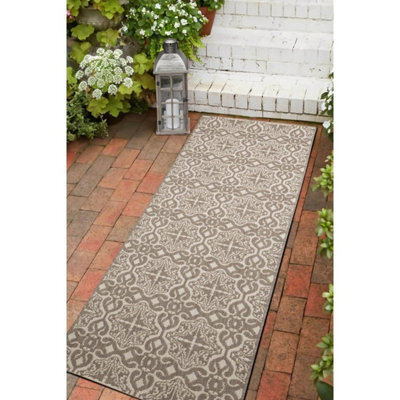 Melrose Eden Victorian Natural Indoor Outdoor Runner Area Rug 3mm Pile Height - 67/200Cm - image 1