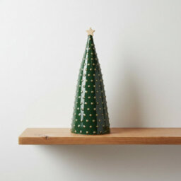 Four Candle Ceramic Green Pimpled Christmas Tree Medium - thumbnail 2