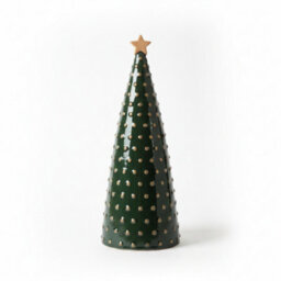 Four Candle Ceramic Green Pimpled Christmas Tree Medium - thumbnail 1