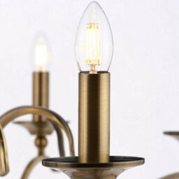 Hanging Flush Ceiling Pendant 8 Light Antique Brass Chandelier Lamp Bulb Holder - thumbnail 4