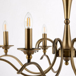 Hanging Flush Ceiling Pendant 8 Light Antique Brass Chandelier Lamp Bulb Holder - thumbnail 3