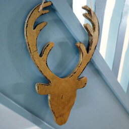 Shatchi 26Cm Golden Christmas Wooden Hanging Deer Head Wall Decoration Xmas Home Office Holiday Decorative Centrepiece - thumbnail 5